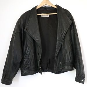D'linea Unisex 80s Collection Biker Leather Jacket Oversized M